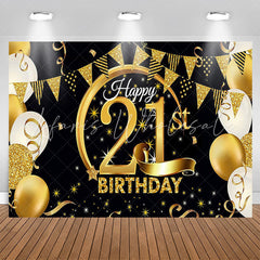 Lofaris Gold Balloon Flag Happy 21st Birthday Backdrop