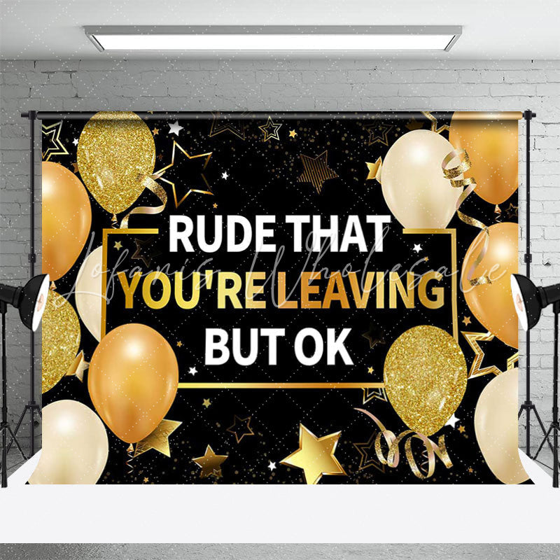 Lofaris Gold Balloon Glitter Star Ribbon Retirement Backdrop