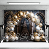 Lofaris Gold Balloons Luxury Black Arch Wall Christmas Backdrop