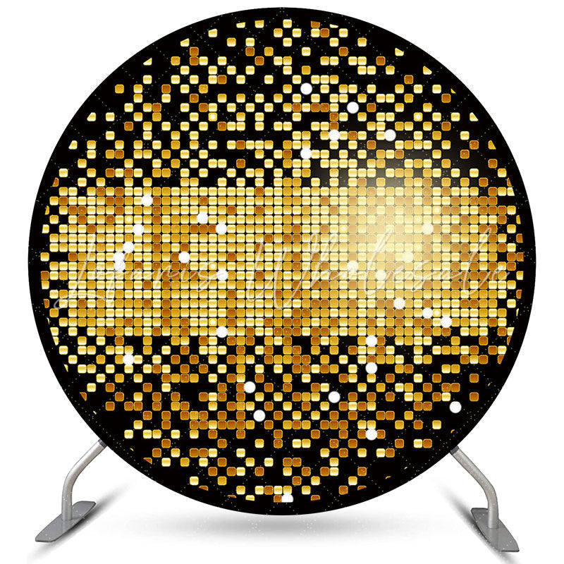 Lofaris Gold Black Glitter Round Backdrops for Birthday