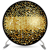 Lofaris Gold Black Glitter Round Backdrops for Birthday