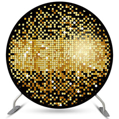 Lofaris Gold Black Glitter Round Backdrops for Birthday