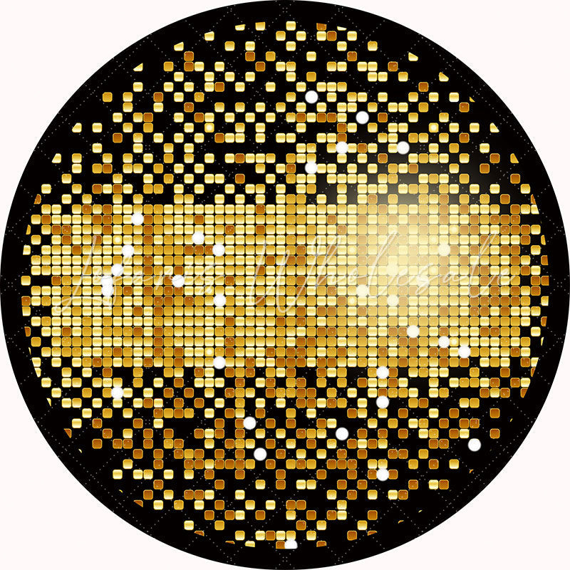 Lofaris Gold Black Glitter Round Backdrops for Birthday
