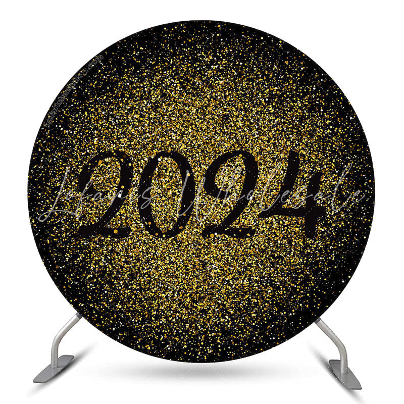 Lofaris Gold Black Theme Happy New Year Round Backdrop For Party