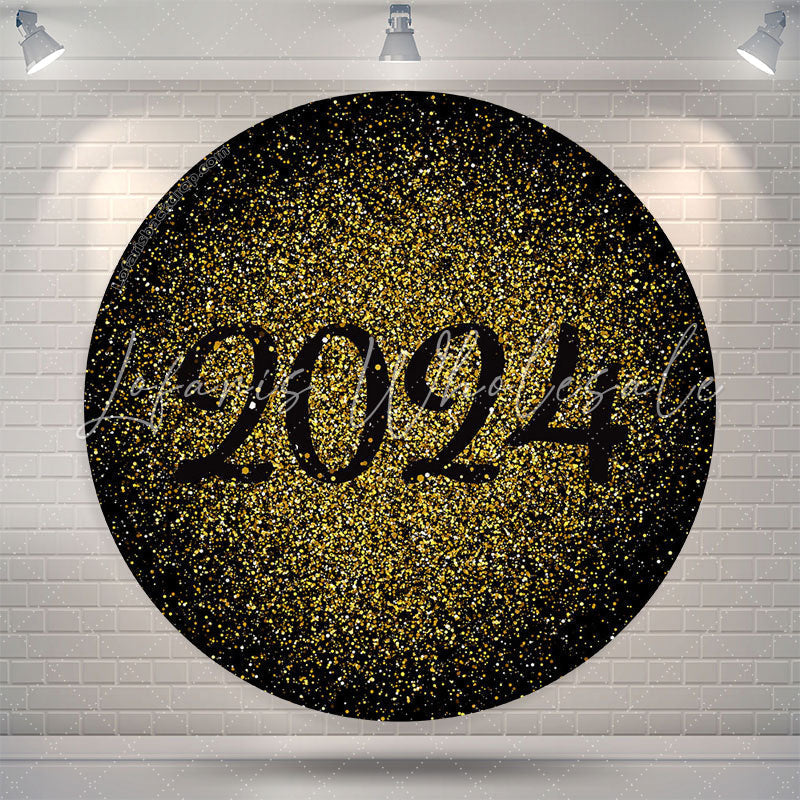 Lofaris Gold Black Theme Happy New Year Round Backdrop For Party