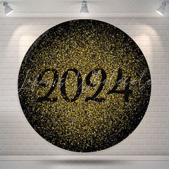 Lofaris Gold Black Theme Happy New Year Round Backdrop For Party