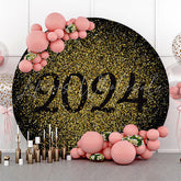 Lofaris Gold Black Theme Happy New Year Round Backdrop For Party