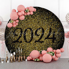 Lofaris Gold Black Theme Happy New Year Round Backdrop For Party