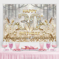 Lofaris Gold Bokeh Diamons Happy 30th Birthday Party Backdrop