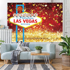 Lofaris Gold Bokeh Glitter Coin Welcome To Los Vegas Backdrop