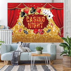Lofaris Gold Bokeh Glitter Red Curtain Casino Night Backdrop
