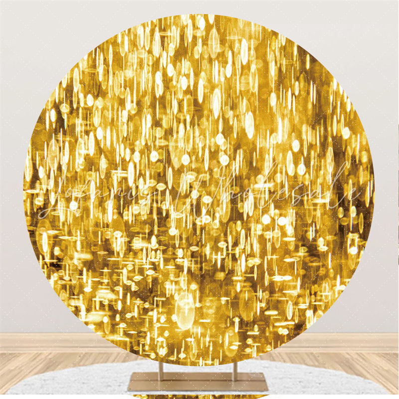 Lofaris Gold Bokeh Glitter Round Happy Birthday Party Backdrop