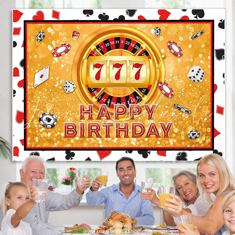 Lofaris Gold Bokeh Glittter Coins Jackpot Birthday Backdrop