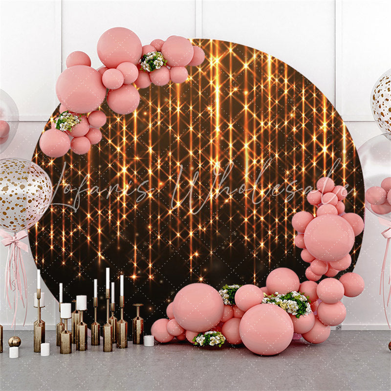 Lofaris Gold Bright Star Round Black Birthday Party Backdrop