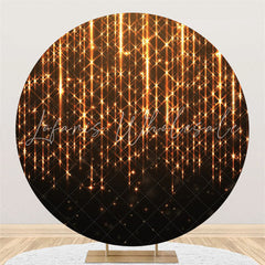 Lofaris Gold Bright Star Round Black Birthday Party Backdrop