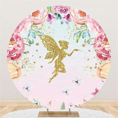Lofaris Gold Butterfly Fairy Happy Birthday Circle Backdrop