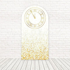 Gold Clock New Year Eve Arch Backdrop For Countdown Celebration