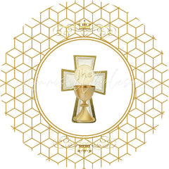 Lofaris Gold Crown And Abstract Lines Round Baby Shower Backdrop