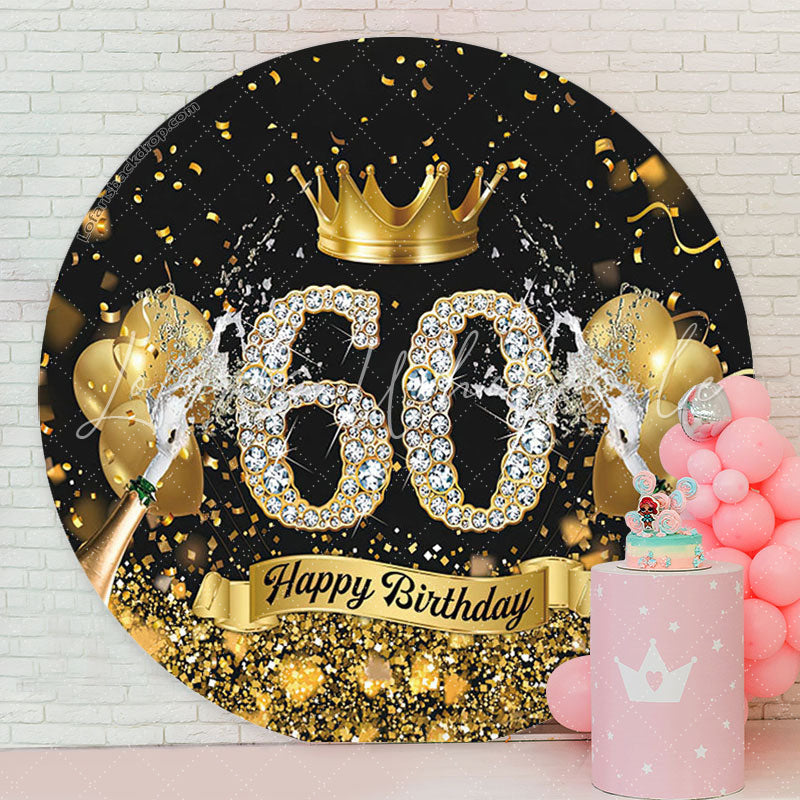 Lofaris Gold Crown Champagne Round 60th Birthday Backdrop