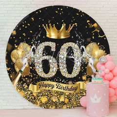 Lofaris Gold Crown Champagne Round 60th Birthday Backdrop