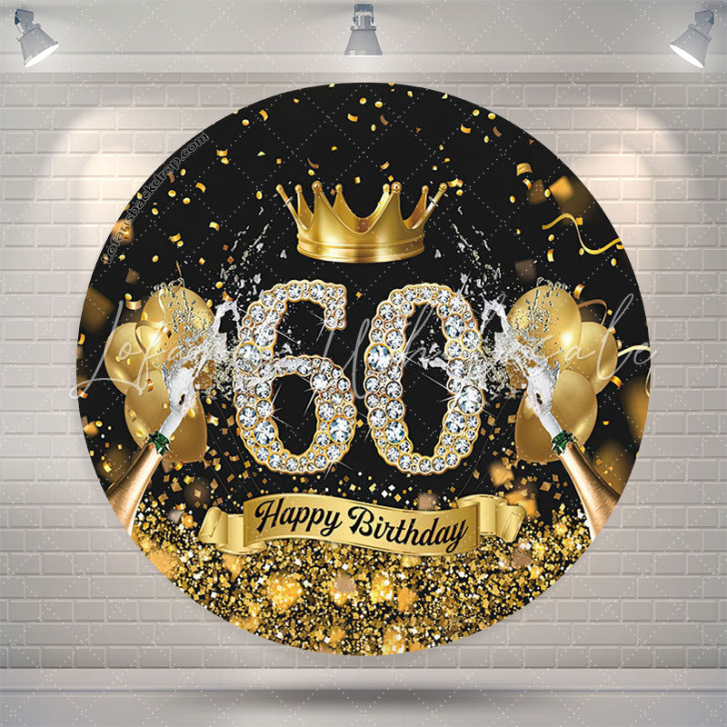 Lofaris Gold Crown Champagne Round 60th Birthday Backdrop