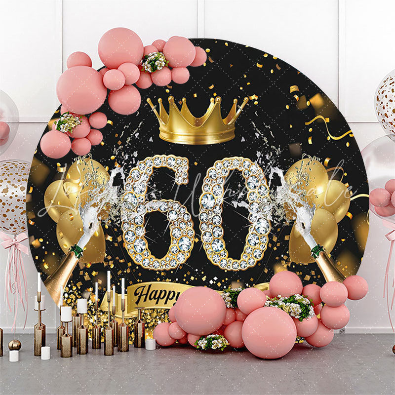Lofaris Gold Crown Champagne Round 60th Birthday Backdrop