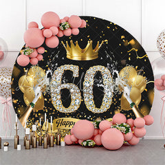 Lofaris Gold Crown Champagne Round 60th Birthday Backdrop