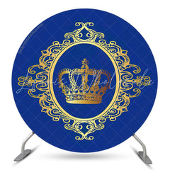 Lofaris Gold Crown Royal Blue Birthday Party Round Backdrop