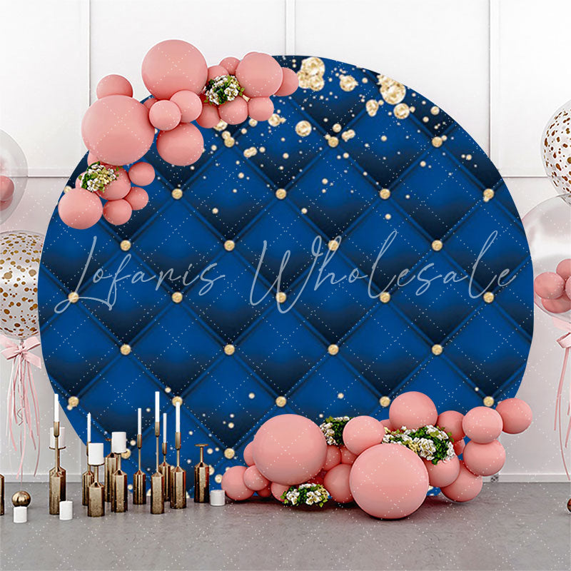 Lofaris Gold Diamond Blue Royal Texture Round Backdrop For Party