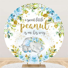 Lofaris Gold Glitter And Blue Little Peanut Baby Shower Backdrop