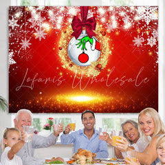 Lofaris Gold Glitter And White Snowflake Christmas Backdrop