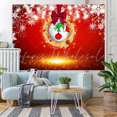 Lofaris Gold Glitter And White Snowflake Christmas Backdrop