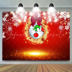 Lofaris Gold Glitter And White Snowflake Christmas Backdrop