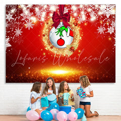 Lofaris Gold Glitter And White Snowflake Christmas Backdrop