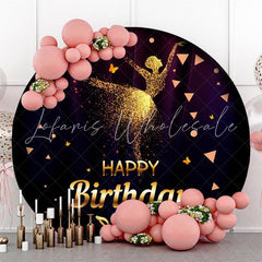 Lofaris Gold Glitter Ballet Black Round Girls Birthday Backdrop