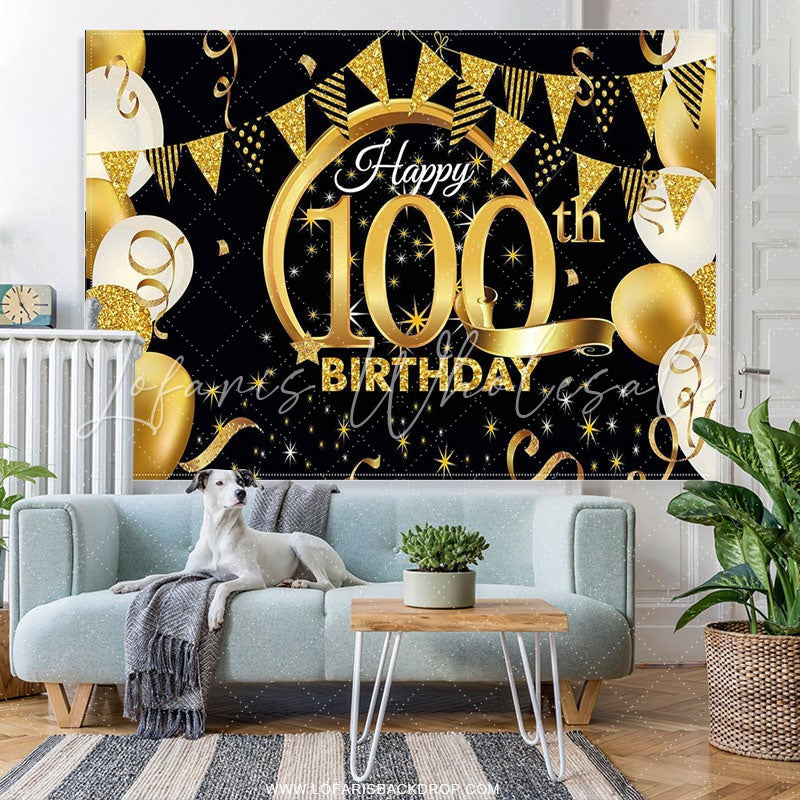 Lofaris Gold Glitter Ballons 100th Birthday Party Backdorp