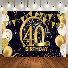 Lofaris Gold Glitter Balloon Happy 40th Birthday Backdrop