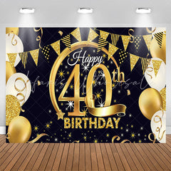 Lofaris Gold Glitter Balloon Happy 40th Birthday Backdrop