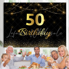 Lofaris Gold Glitter Black Bokeh 50th Birthday Party Backdrop