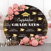 Lofaris Gold Glitter Black Round Congrats Grad Backdrop