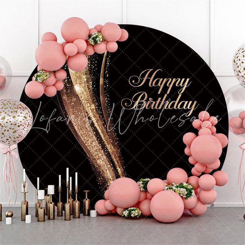 Lofaris Gold Glitter Bokeh Abstract Round Black Birthday Backdrop