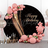 Lofaris Gold Glitter Bokeh Abstract Round Black Birthday Backdrop