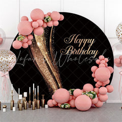 Lofaris Gold Glitter Bokeh Abstract Round Black Birthday Backdrop