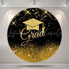 Lofaris Gold Glitter Cap Round Graduation Backdrop Cover