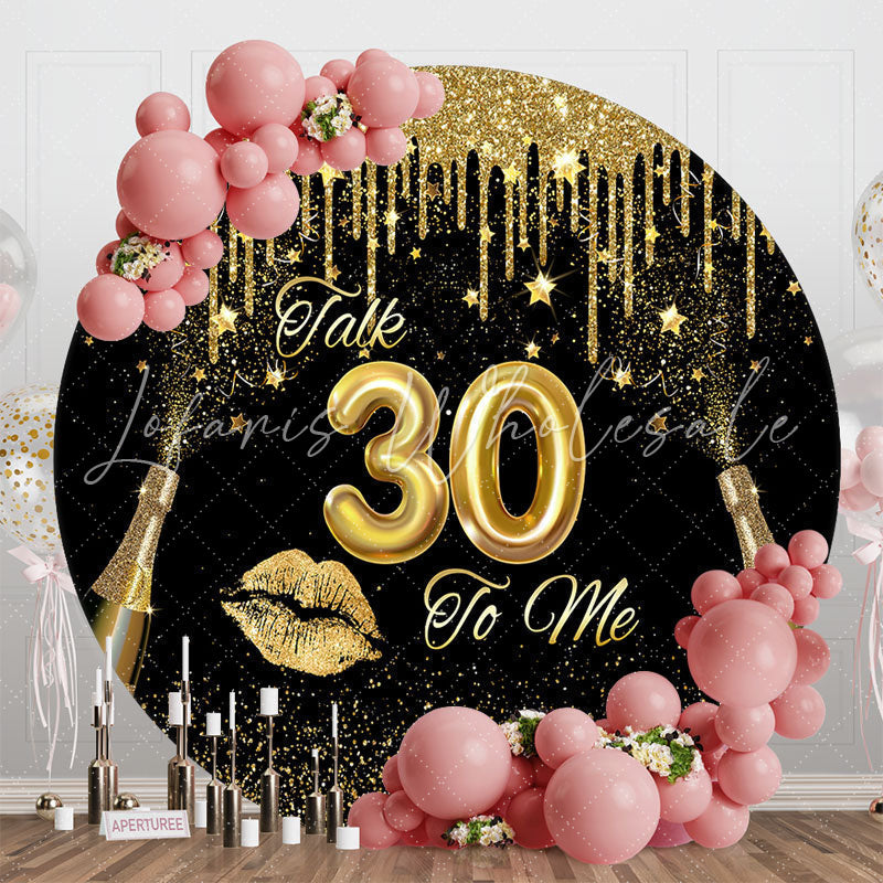 Lofaris Gold Glitter Creamy Round 30th Birthday Backdrop