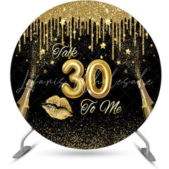 Lofaris Gold Glitter Creamy Round 30th Birthday Backdrop