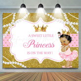 Lofaris Gold Glitter Cute Girl Baby Shower Backdrop For Party