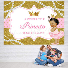 Lofaris Gold Glitter Cute Girl Baby Shower Backdrop For Party