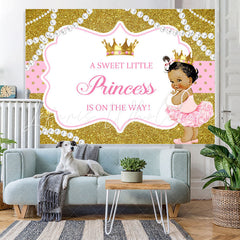 Lofaris Gold Glitter Cute Girl Baby Shower Backdrop For Party