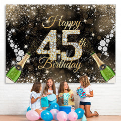 Lofaris Gold Glitter Diamond Bokeh Happy 45th Birthday Backdrop